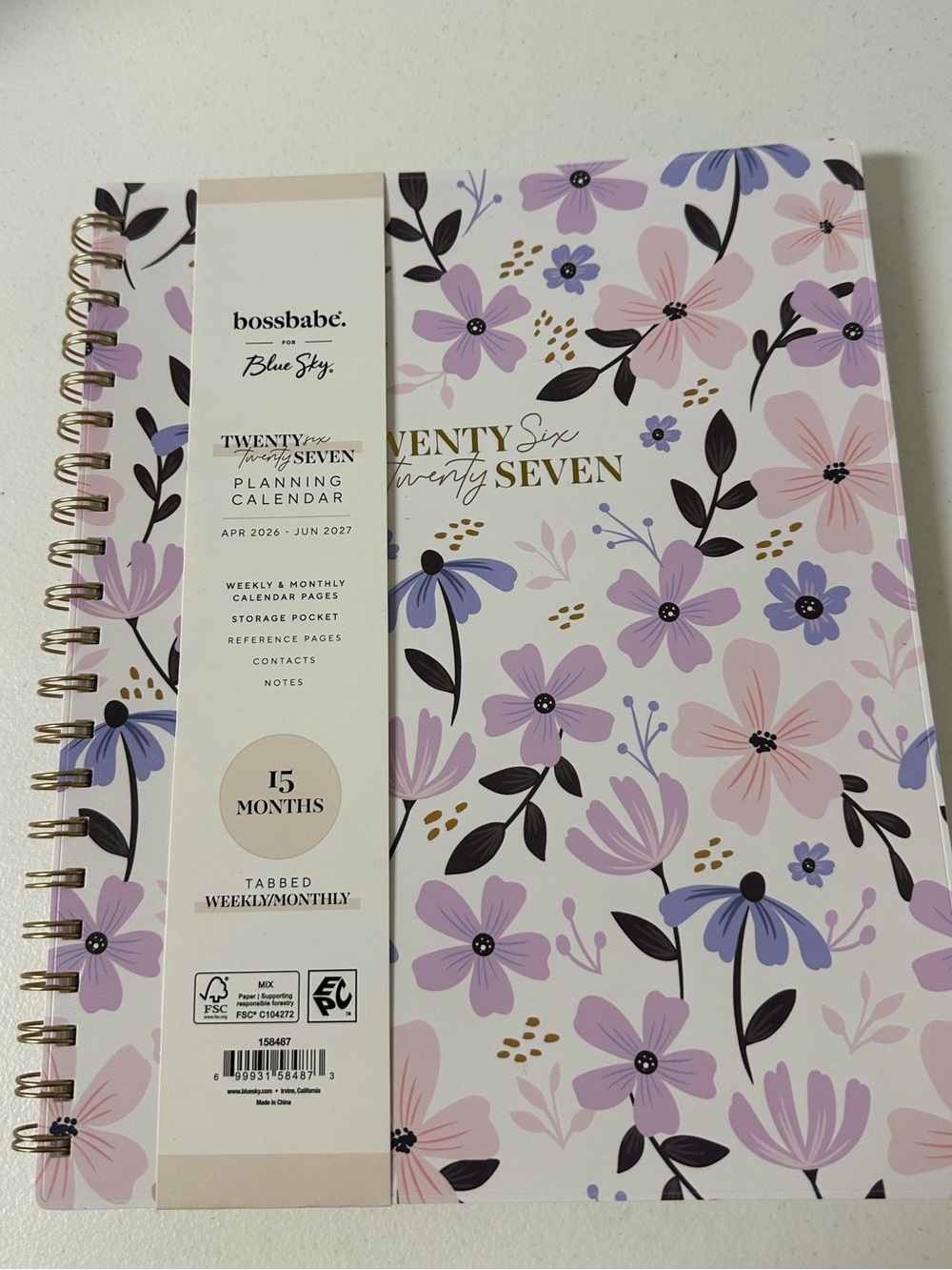 bossbabe Floral 15-Month Planner - Pink & Purple